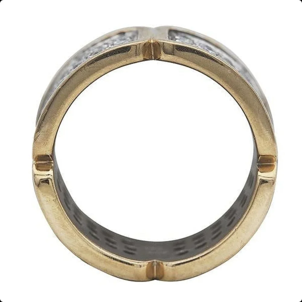 14k White and Yellow Gold Diamond Band Ring - Picture 4 of 6